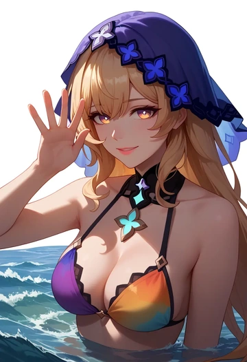 star rail,black swan,bikini,rainbow-colored,sexy  - AI generated anime art